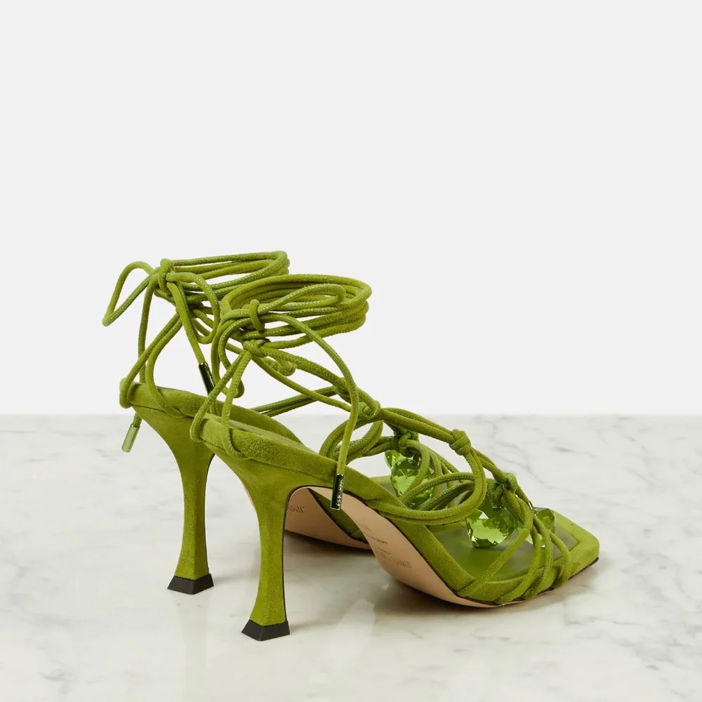 New JIMMY CHOO Jemma 90 embellished suede sandals $1,125 37.5 - Picture 4 of 14